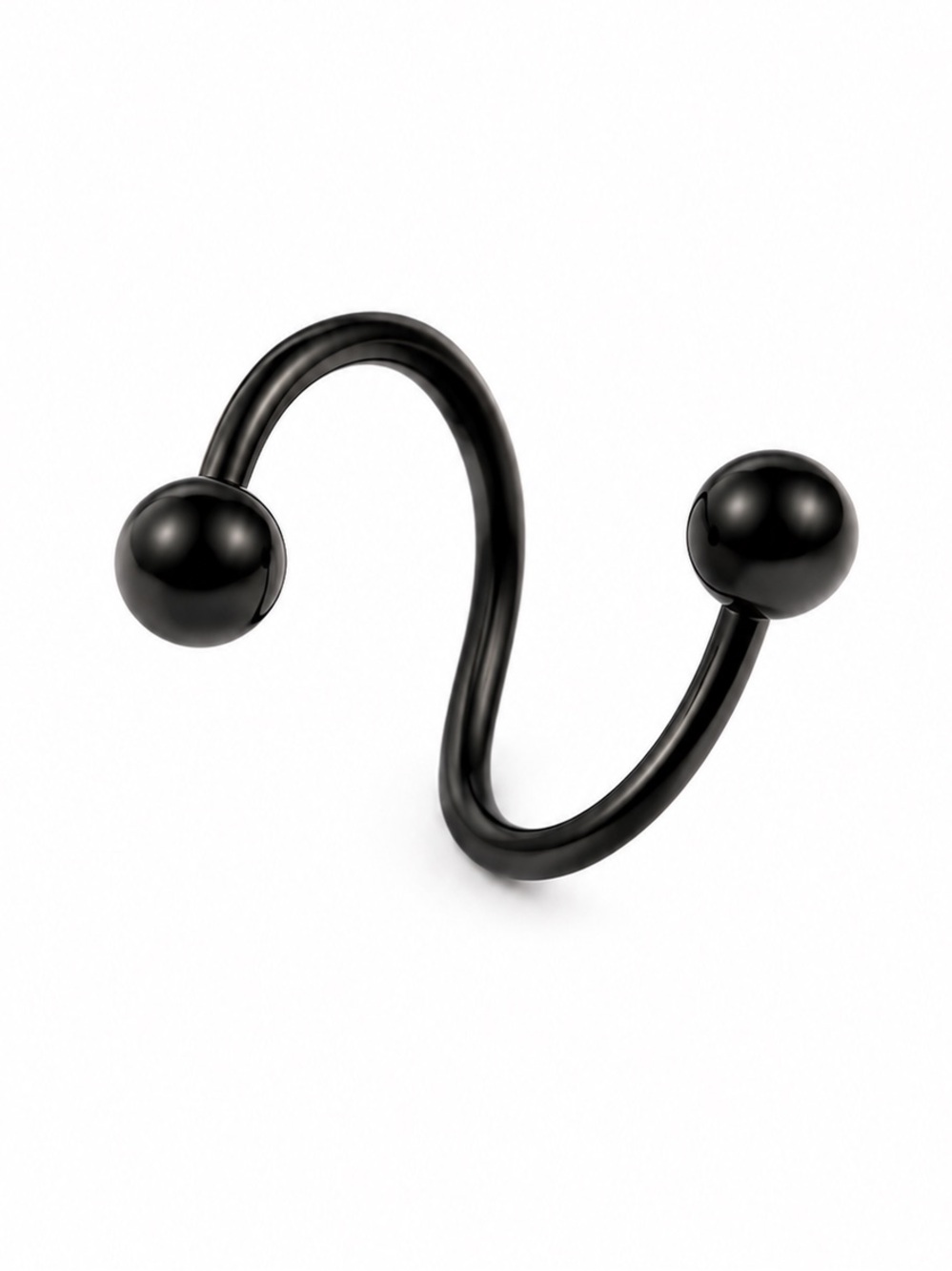 Black Spiral Twisted Barbell 16G Eyebrow Lip Cartilage Piercing Stainless Steel